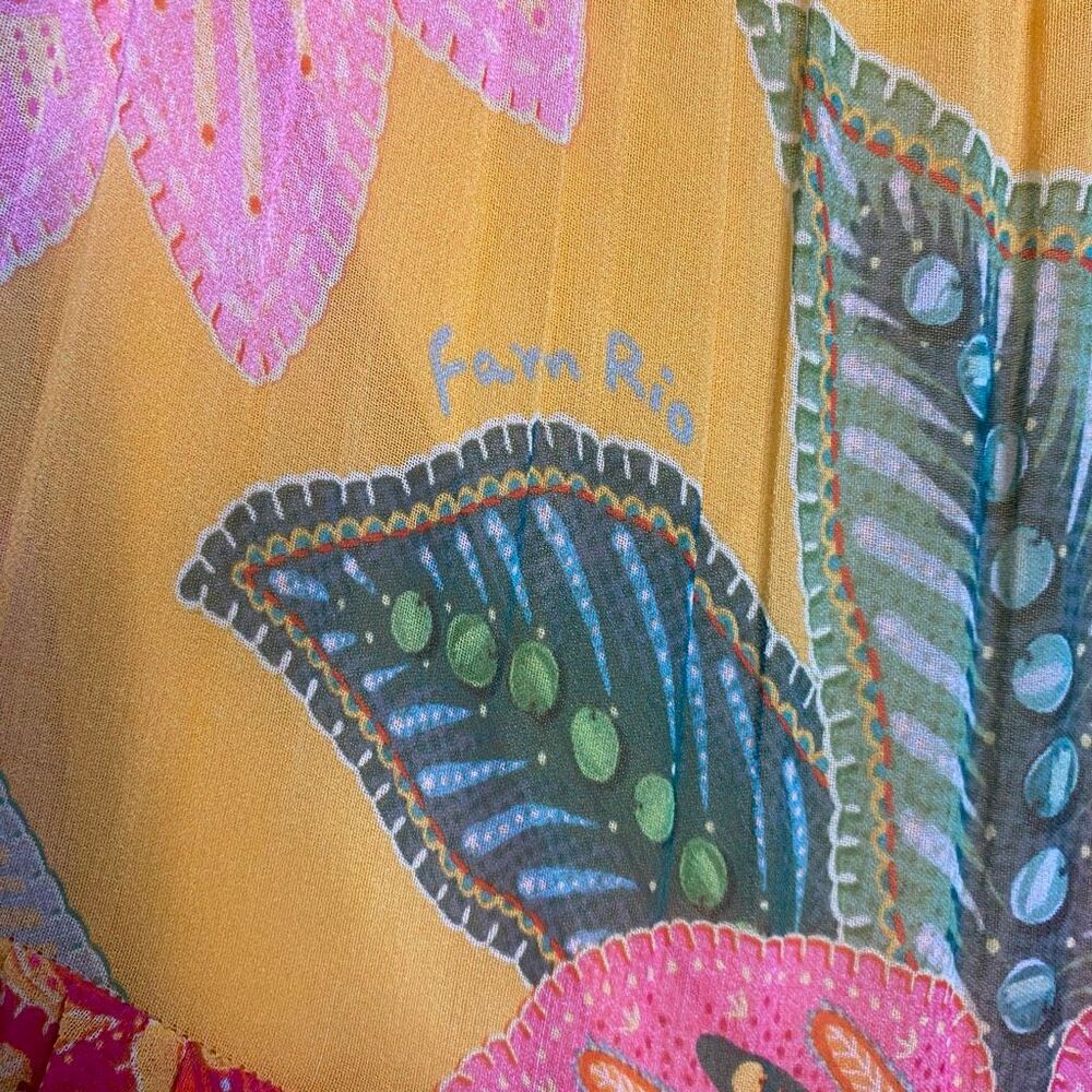 Farm Rio Macaw Bloom Tiered Maxi Dress Yellow Floral XS - Picture 11 of 16